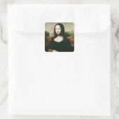 Mona Lisa, kopie van het schilderij van Leonardo d Vierkante Sticker (Tas)