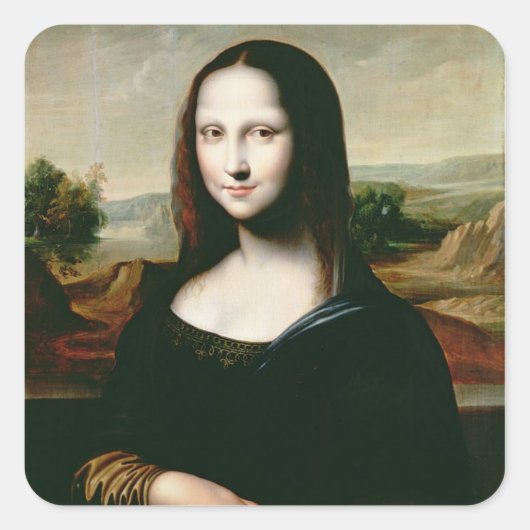 Mona Lisa, kopie van het schilderij van Leonardo d Vierkante Sticker (Voorkant)