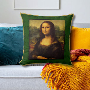 Mona Lisa Kussen - Groen patroon Gooi Kussen