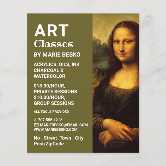 Mona Lisa, Leonardo Da Vinci, Kunstklassen Flyer (Voorkant)