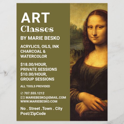 Mona Lisa, Leonardo Da Vinci, Kunstklassen Flyer (Voorkant)
