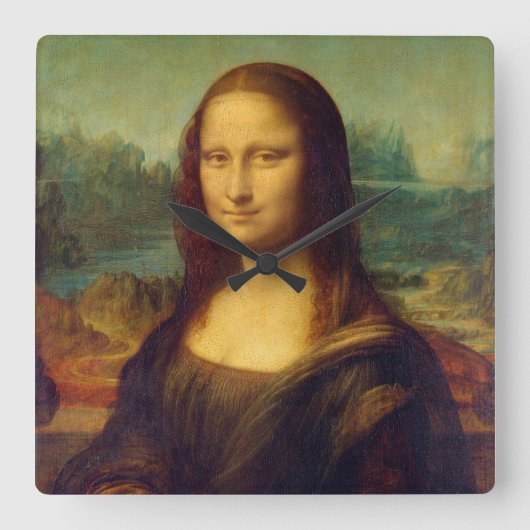 Mona Lisa - Leonardo da Vinci Vierkante Klok (Voorkant)