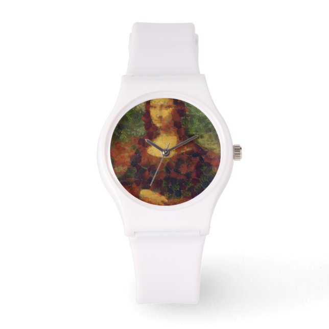 Mona Lisa Lettuce Fine Art Vegan Spoof Horloge (Voorkant)