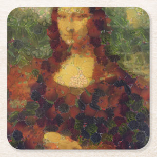 Mona Lisa Lettuce Fine Art Vegan Spoof Kartonnen Onderzetters