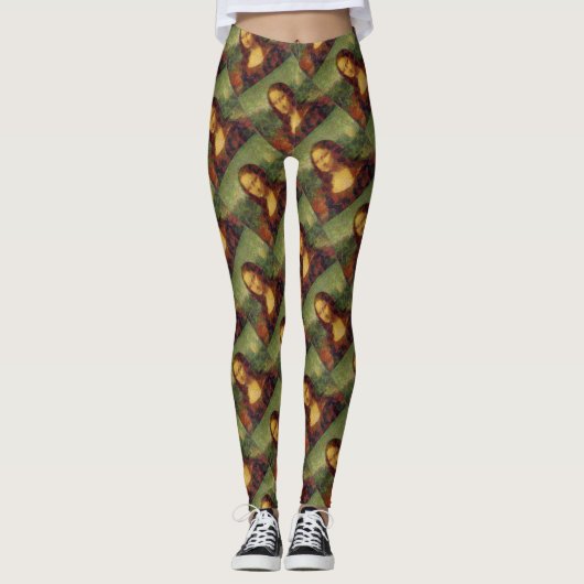 Mona Lisa Lettuce Fine Art Vegan Spoof Leggings (Voorkant)