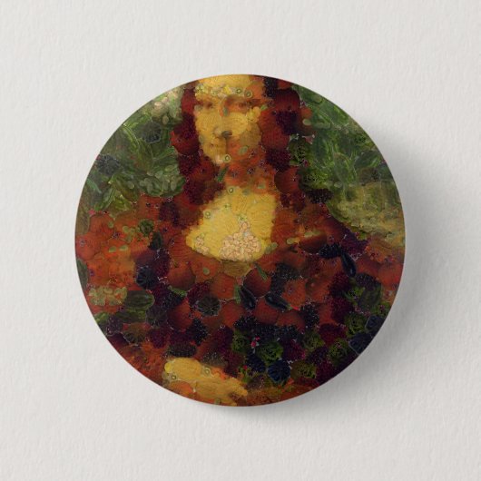 Mona Lisa Lettuce Fine Art Vegan Spoof Ronde Button 5,7 Cm (Voorkant)