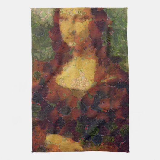 Mona Lisa Lettuce Fine Art Vegan Spoof Theedoek (Verticaal)