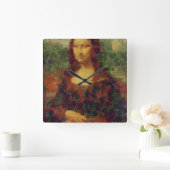 Mona Lisa Lettuce Fine Art Vegan Spoof Vierkante Klok (Huis)