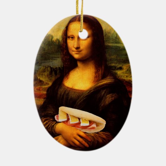 Mona Lisa Loves Paninis Keramisch Ornament (Achterkant)