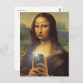 Mona Lisa maakt een grappig gezicht met make-up Briefkaart (Voorkant / Achterkant)