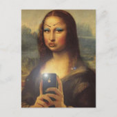 Mona Lisa maakt een grappig gezicht met make-up Briefkaart (Voorkant)