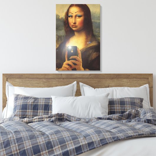 Mona Lisa maakt een grappig gezicht met make-up Da Canvas Afdruk (Insitu (Slaapkamer))