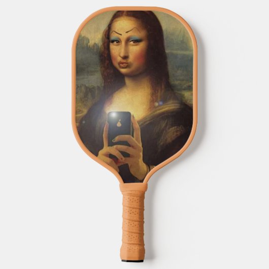Mona Lisa maakt een grappig gezicht met make-up Da Pickleball Paddle (Achterkant)