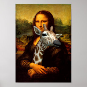Mona Lisa maakt zich zorgen over Giraffes Poster