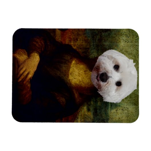 Mona Lisa Maltese hond die Flexible Magnet schilde Magneet (Horizontaal)