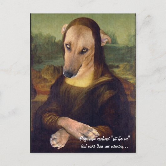 Mona Lisa Meme Grappige Hond Foto Briefkaart (Voorkant)
