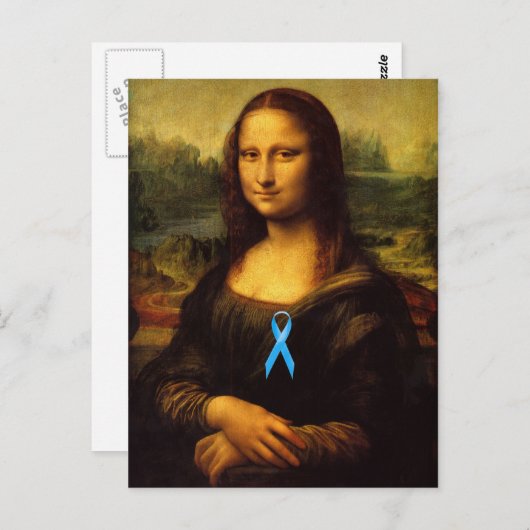 Mona Lisa met blauw lintje Briefkaart (Voorkant / Achterkant)