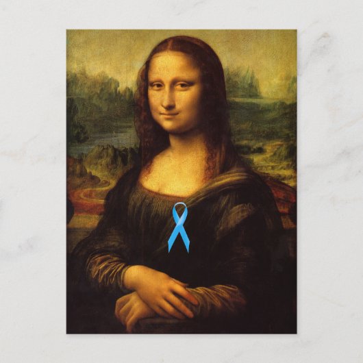Mona Lisa met blauw lintje Briefkaart (Voorkant)