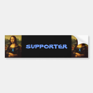 Mona Lisa met blauw lintje Bumpersticker