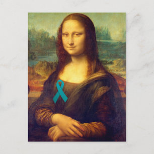 Mona Lisa met Blauwgroen lintje Briefkaart