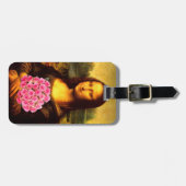 Mona Lisa Met Boeket Roze Rozen Bagagelabel (Voorkant horizontaal)
