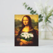 Mona Lisa met bruine rozen Briefkaart (Staand voorkant)