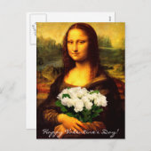 Mona Lisa met bruine rozen Feestdagenkaart (Voorkant / Achterkant)