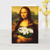 Mona Lisa met bruine rozen Kaart (Gele Bloem)