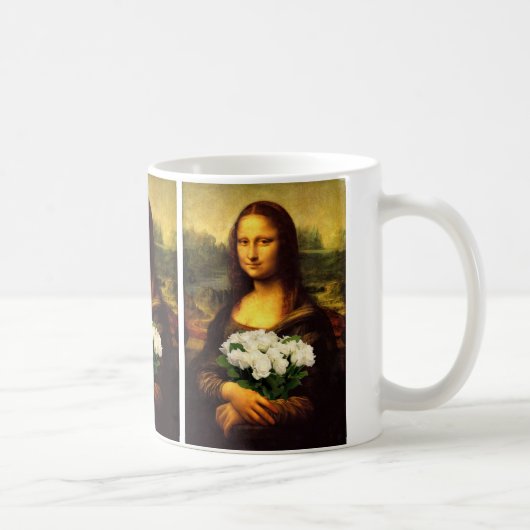 Mona Lisa met bruine rozen Koffiemok (Rechts)