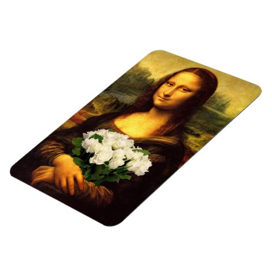 Mona Lisa met bruine rozen Magneet (Linkerzijde)