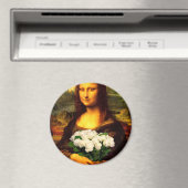 Mona Lisa met bruine rozen Magneet (Insitu (Vaatwasser))