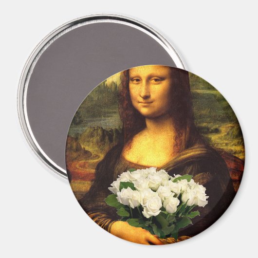 Mona Lisa met bruine rozen Magneet (Voorkant / Achterkant)