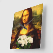 Mona Lisa met bruine rozen Vierkante Klok (Hoek)