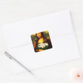 Mona Lisa met bruine rozen Vierkante Sticker (Envelop)
