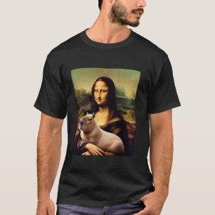 Mona Lisa met Capybara Grappige Kunstschilderkunst T-shirt