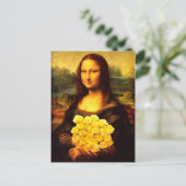 Mona Lisa met een bolletje gele rozen Briefkaart (Staand voorkant)