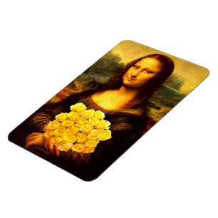 Mona Lisa met een bolletje gele rozen Magneet