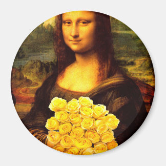 Mona Lisa met een bolletje gele rozen Magneet