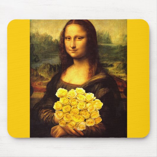 Mona Lisa met een bolletje gele rozen Muismat (Voorkant)