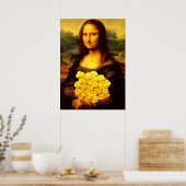 Mona Lisa met een bolletje gele rozen Poster (Keuken)
