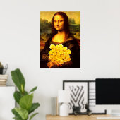 Mona Lisa met een bolletje gele rozen Poster (Thuiskantoor)