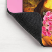Mona Lisa met een bolling van roze rozen Muismat (Hoek)