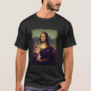 Mona Lisa met een Chihuahua Cute Hond Kunst Parodi T-shirt