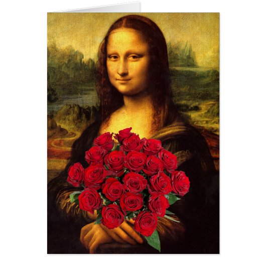 Mona Lisa met een eenhoevige rode rozen (Voorkant)