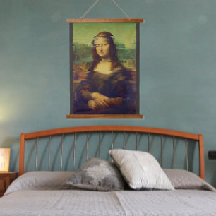 Mona Lisa met een glitch Hangend Wandkleed