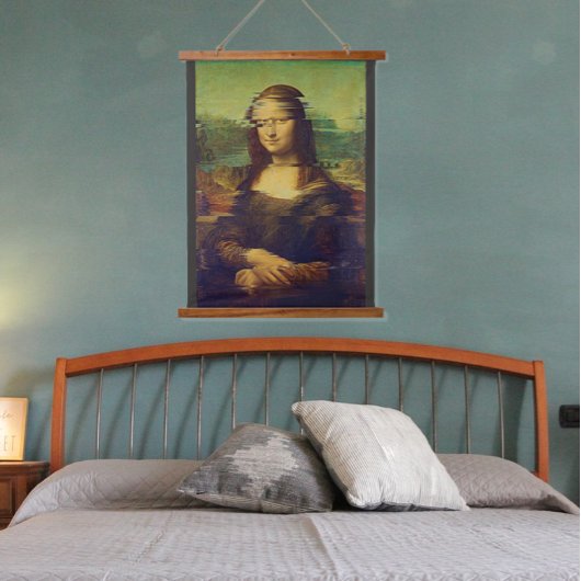 Mona Lisa met een glitch Hangend Wandkleed