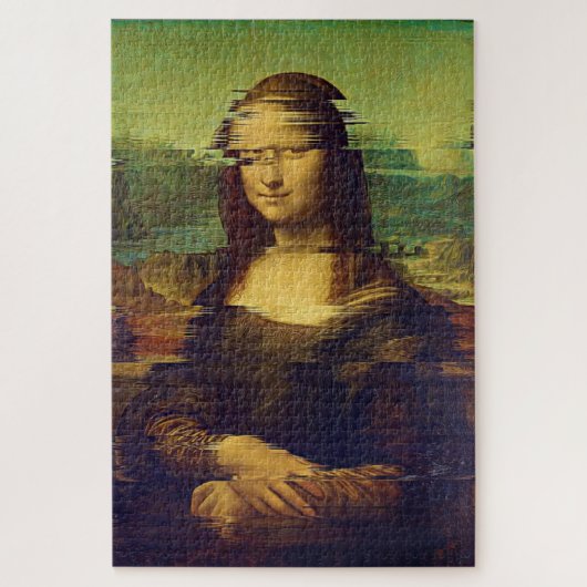Mona Lisa met een glitch Legpuzzel (Verticaal)