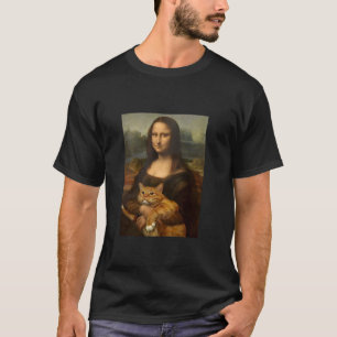 Mona Lisa met een kat Funny Art Schattigee Cats Pa T-shirt
