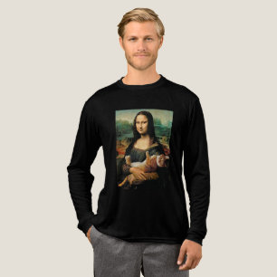 Mona Lisa met een kat in haar armen Tri-Blend Shirt