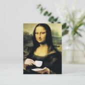 Mona Lisa met een kopje thee Leonardo da Vinci Briefkaart (Staand voorkant)